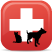 Small red icon with a white cross for emergencies