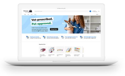 Image of computer showing home screen of online pet pharmacy